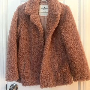 Abercrombie kids girls size 13/14 Mauve Pink sherpa coat